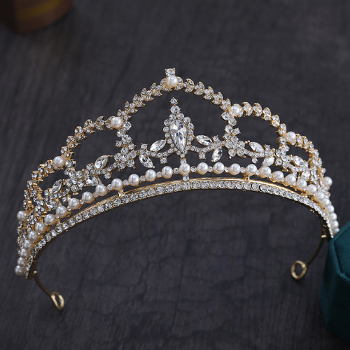 Bridal Crown Korean Pearl Hair Accessories Luxurious Headband Baroque Princess Crown Wedding Dress Wedding Headwear