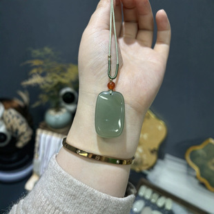 Hotan Jade Saponite Pendant Qingshui Bread Pendant Necklace Women's Jade Pendant Yupei Gift