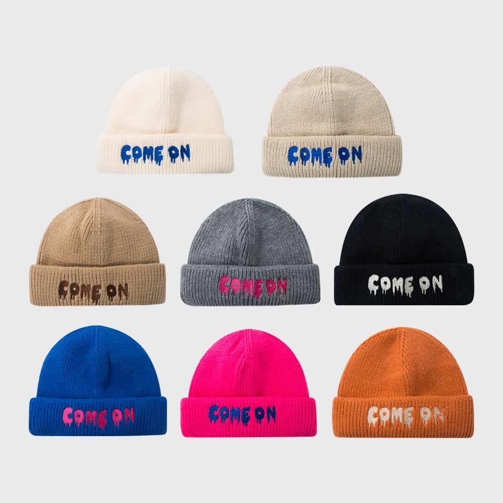 Korean Letter Embroidery Curled Woolen Hat Warm Knit Hat Fashion Street Hip Hop Hedging Hat display picture 1