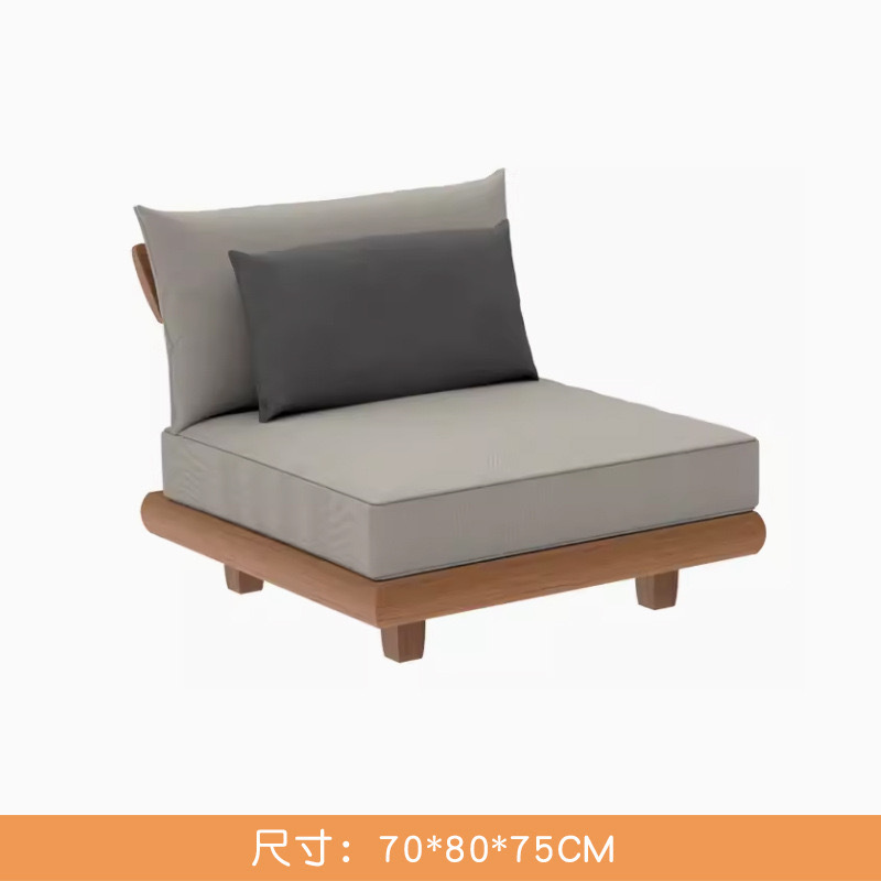 Sofá de teca al aire libre, patio, terraza, jardín de ocio, mesa de centro de ratán perezoso de madera maciza de alta gama, muebles combinados