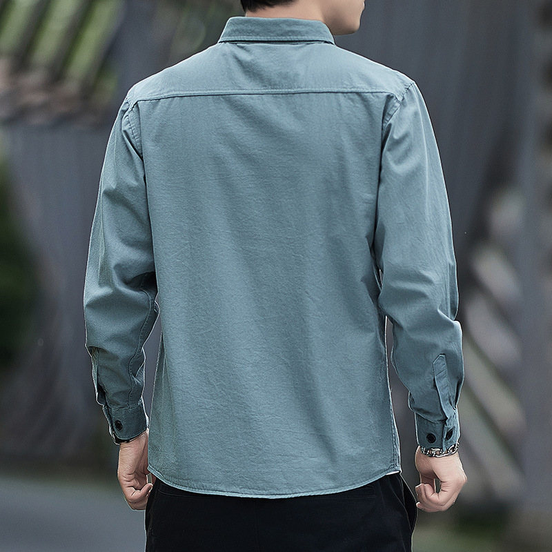 Summer Thin Long-sleeved Shirt Men's Trendy Brand Workwear Casual Shirt Simple All-match Handsome Youth Texted Jacket