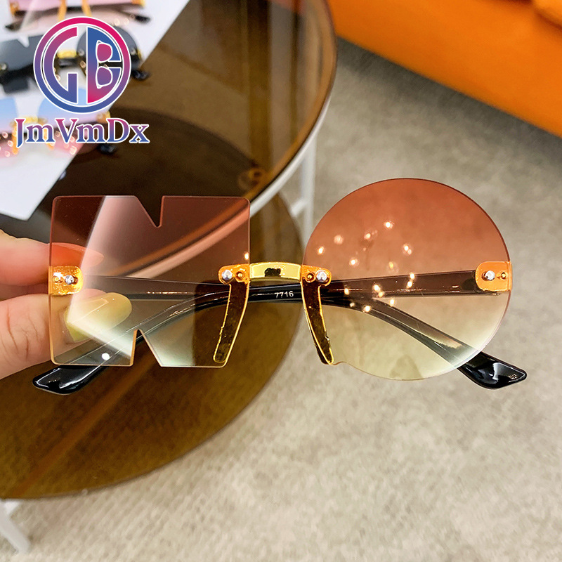 21 New Frameless Irregular Trim Children's Sunglasses Personalized NO Glasses for Men and Women Trendy Baby Party Street Photography Sunglasses