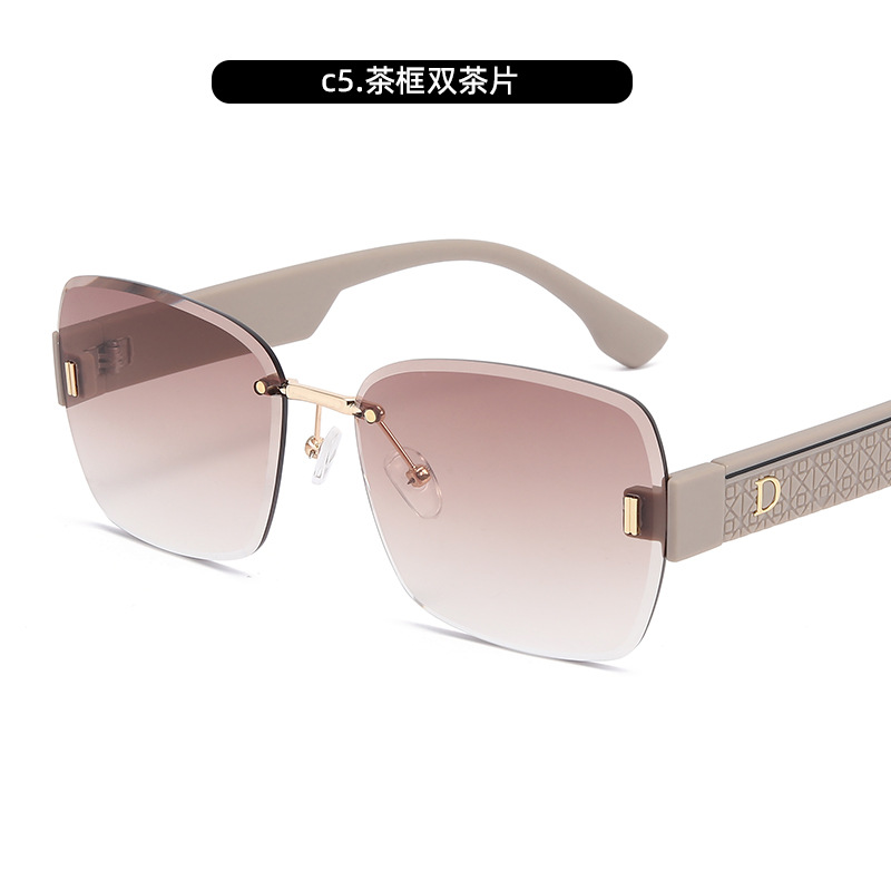 Nuevas gafas de sol de montura grande de moda, letras D, gafas de sombra para exteriores, celebridades de Internet personalizadas, gafas de sol de tiro callejero, transmisión en vivo