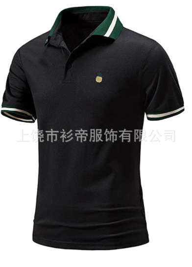 [Punto de aguja] 3D impreso camisa de polo nuevo casual de solapa de manga corta de los hombres camisa transfronteriza estación independiente