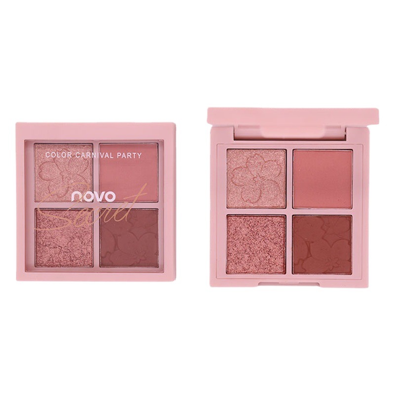 NOVO four-color eyeshadow plate ins Super fire glitter small plate Pearl matte earth color portable waterproof student niche