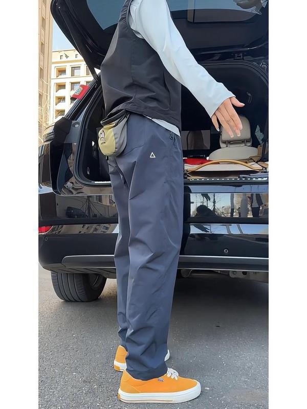 小三角标裤子男款夏季防水速干直筒微锥工装裤户外徒步登山冲锋裤|undefined