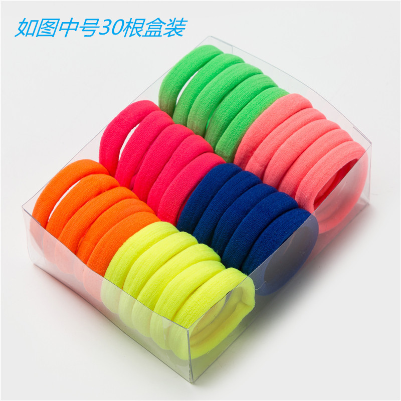 20 bandas para el cabello en caja Banda de goma elástica alta negra Anillo de toalla sin costura Cuerda de pelo elástica gruesa de alta cubierta de cuero simple Cuerda de pelo