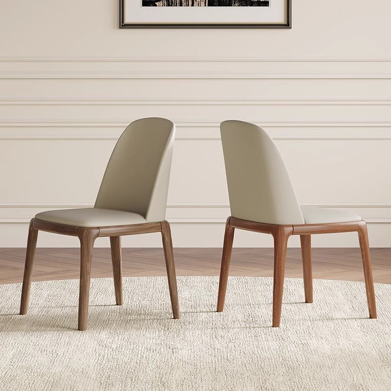 Silla de madera de estilo medieval silla de cuero de respaldo suave silla de comedor de diseño de estilo tranquilo simple
