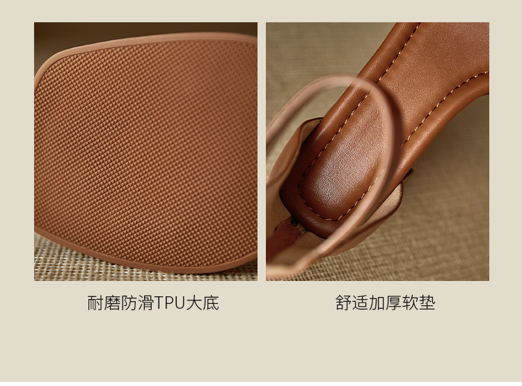 Sandal quai ngang cổ điển kiểu Pháp gót thô 5 cm cho nữ đi làm — Màu nâu, Màu đen, Màu trắng chi tiết 6