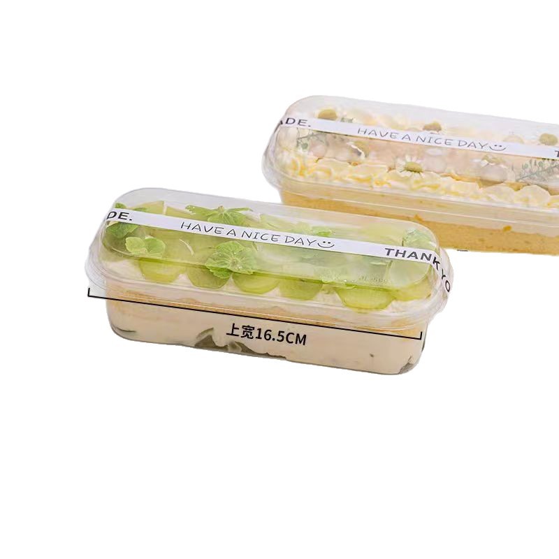 Caja de embalaje de pastel de salvado de madera de leche de soja rectangular tiramisu mus, caja de embalaje de postre horneado con tapa image 5