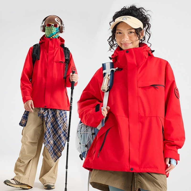 Luo Duo の女性用ジャケット、男性用スリーインワン防風、防水、暖かい 2 点セット、25 新しい小柄な登山服|undefined