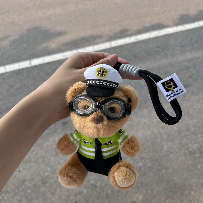 在庫あり交通警察クマペンダント人形スクールバッグペンダントオートバイ小型警察ぬいぐるみ消防士クマカスタムロゴ|undefined