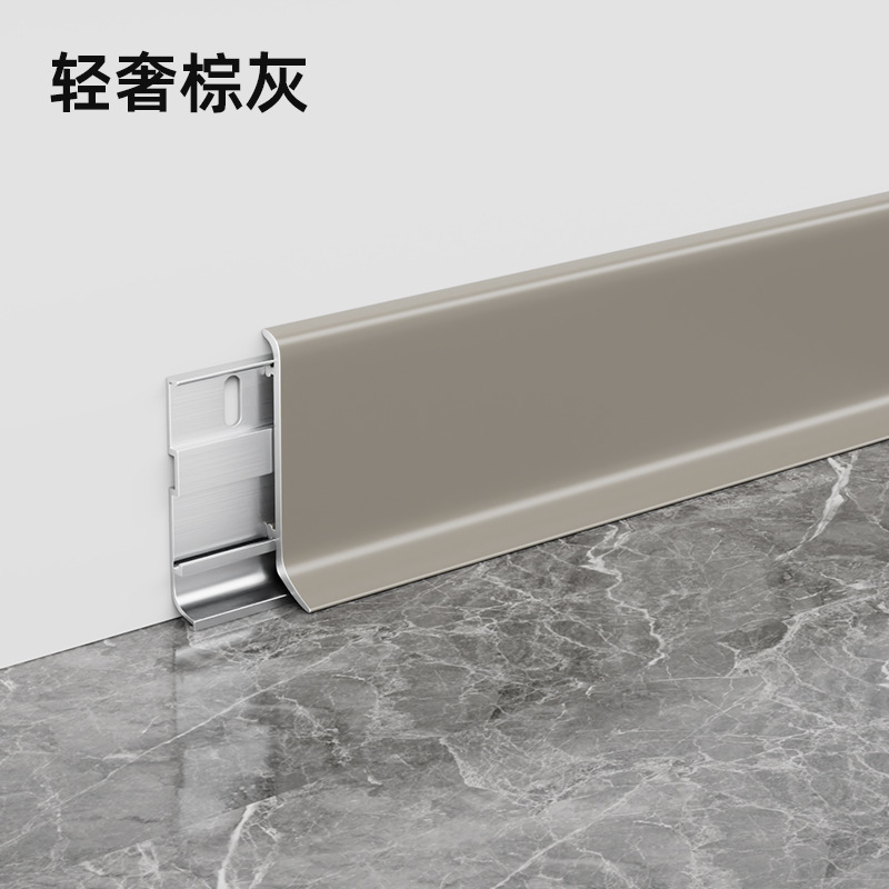 铝合金橡木纹踢脚线弧形卡扣式金属地脚线轻奢6cm仿黄橡木贴脚线|undefined