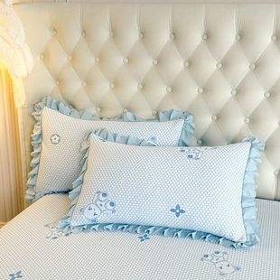 Summer Class a Sweatproof Ice Silk Lace Beanie Pillowcase Cool Feeling Pair of Home Pillowcases 48X74Cm Single Pillow Core