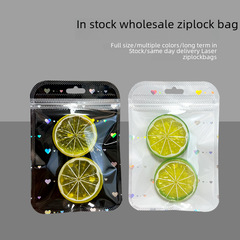 Packaging bag with Instagram heart self-sealing bag black, create packaging with high aesthetic value, sealing bag with star laser packaging bag