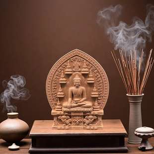 Eight-Tower Shakyamuni 4.6cm Rubbed Purple Clay 4.3cm High-Temperature Fired Incense Ash Ornament Pendant