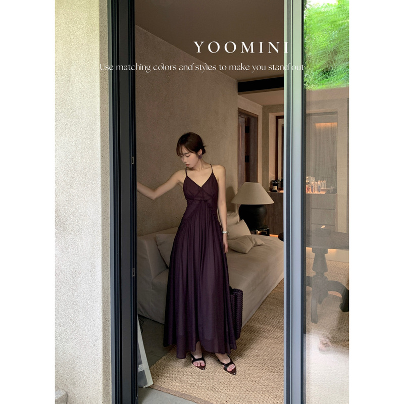 YOOMINI-舞·木耳边轻纱飘逸吊带2025初秋上新连衣裙YS1-M16251-S|undefined