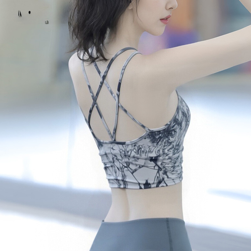 K4S Chinese Style Yoga Clothes for Women 2025 New Ink with Chest Pad Beautiful Back Beautiful Pilates Training Sports Fitness
