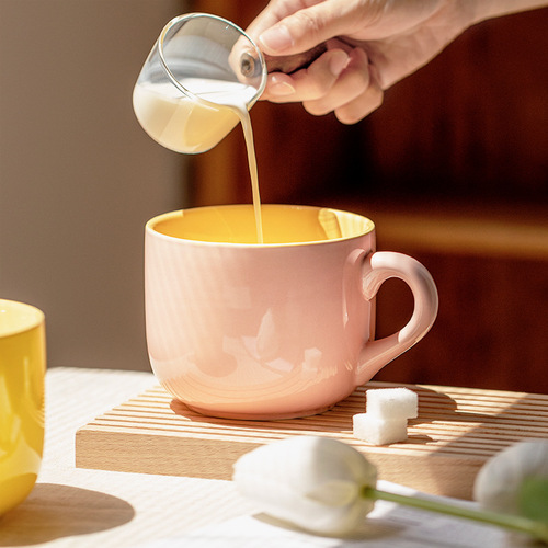 ins陶瓷燕麦杯咖啡杯早餐杯可微波炉加热大肚杯简约马克杯大容量