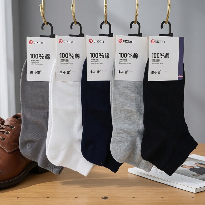 Wei Xiaoli Socks Spring/Summer Men's Thin High Cotton Socks Mesh Breathable Seamless Anti-Odor Cotton Socks New Model