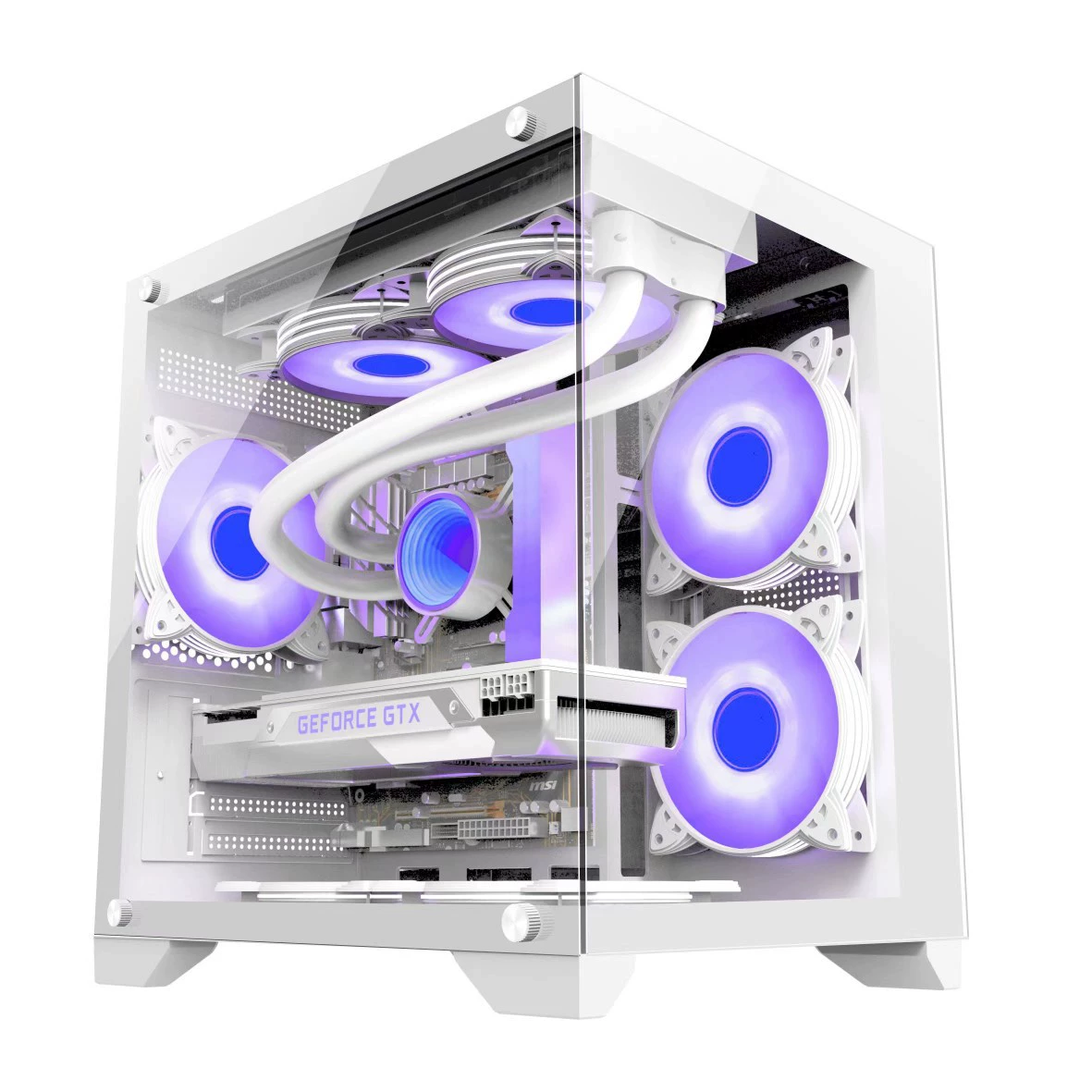 Desktop computer case MATX, tempered glass side panel, back wiring, USB 3.0
