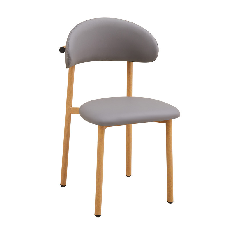 Silla de comedor de lujo ligero, cojín de cuero para el hogar, silla de ocio, silla de recepción de hotel, silla de banquete comercial, silla de comedor