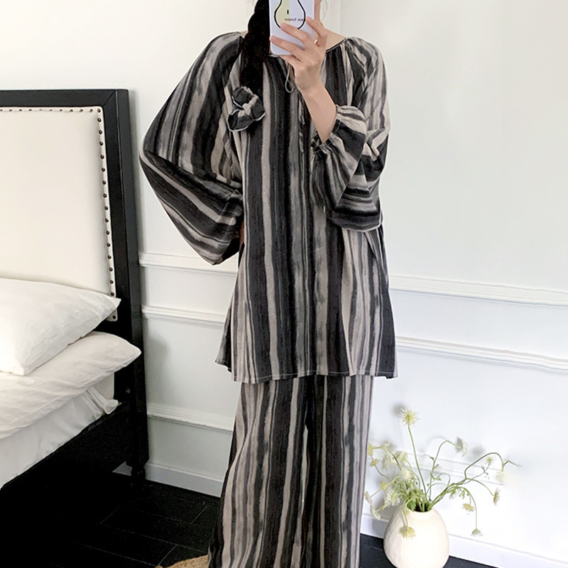 厂家直销睡衣女绵绸薄款家居服可外穿加肥加大200斤可穿棉绸套装|undefined