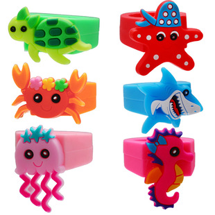 New Ocean World Animal Ring Cute Cartoon Ring Children's Ring PVC Soft Rubber Toy Small Gift