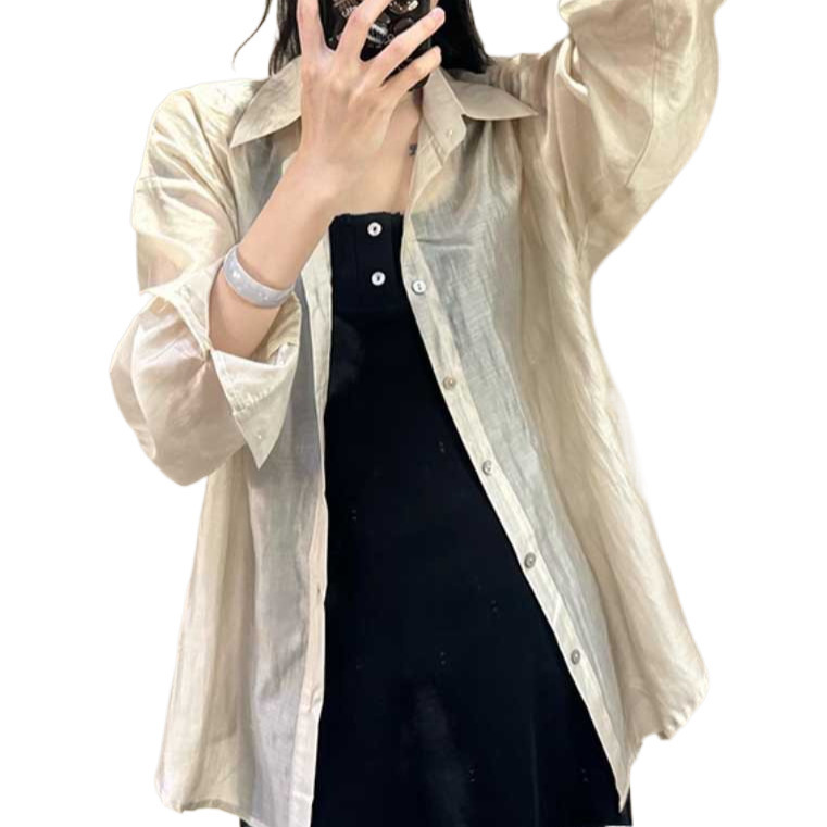 高級感天糸日焼け止めシャツ女性夏の薄手ファッション洋風氷糸シャツゆるい外着薄手カーディガン|undefined