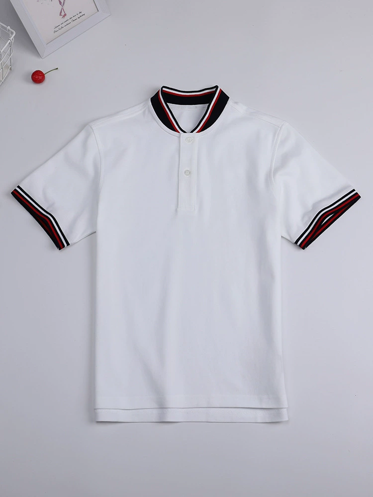 Детская футболка, голубой и белый polo, летняя форма для учащихся, с коротким рукавом