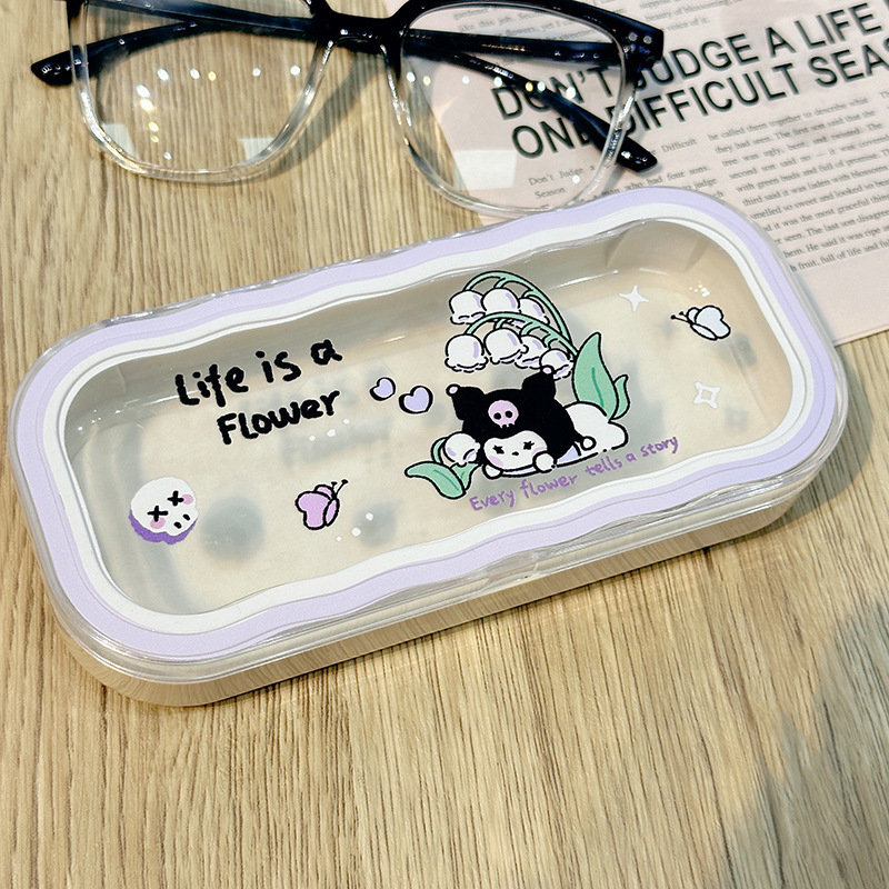 Estuche para gafas moderno con un toque de alta gama, diseño ondulado y bonito, estuche transparente portátil para gafas, estuche para gafas de miopía, estuche para gafas infantiles.