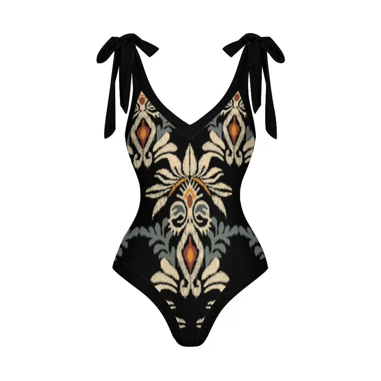210g Weight Sleeveless Sleeve Length Nylon, Polyester Fabric Type Regular Top Length One-pieces Tops Type 2 Pieces Set Quantity Swimming Pool Occasion V Neck Neckline Slim Fit Type Printing, Solid Color Pattern Women's Gender Classic Style Style Women's Classic Style Printing Solid Color 2 Pieces Set One Piece Swimwear 1