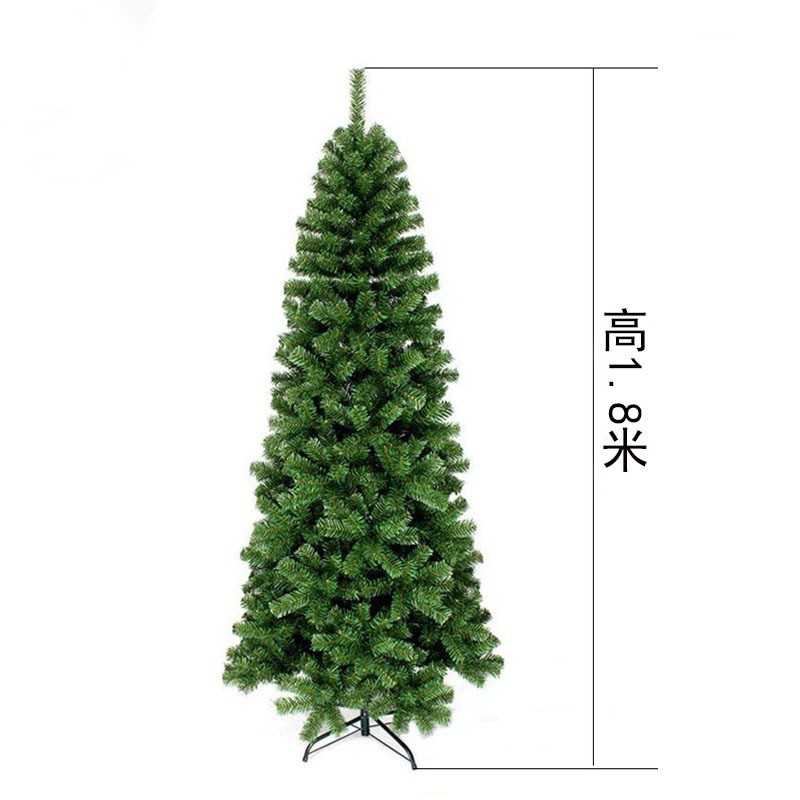 Nueva decoración navideña transfronteriza, árbol de Navidad de PVC realista para hotel, de pie, flocado, con diseño de lápiz, plegable, venta al por mayor de fábrica.