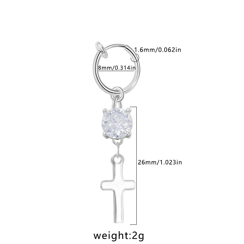 Stainless Steel Non-piercing Cross Belly Button Ring Jewellery_voghion.com