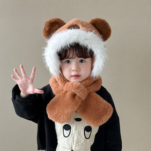 2024 New Children's Hat and Scarf One Autumn and Winter Kappi Bala Thickened Warm Two-piece Set for Boys and Girls