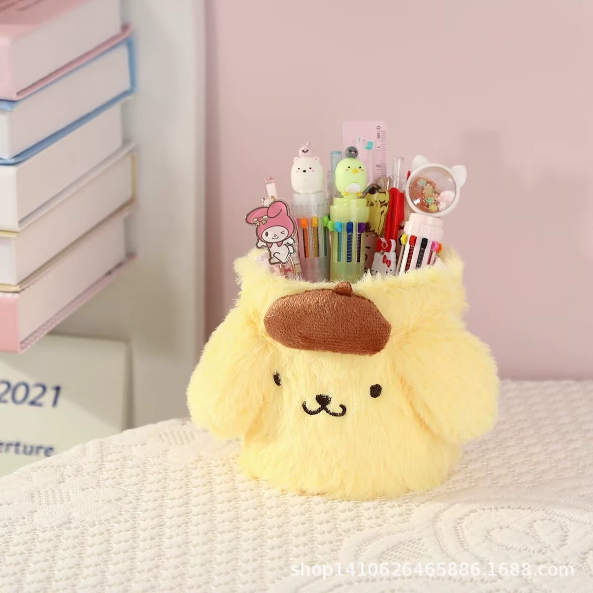 Cartoon pens holder for elementary school students, table stationery, storage system, brush