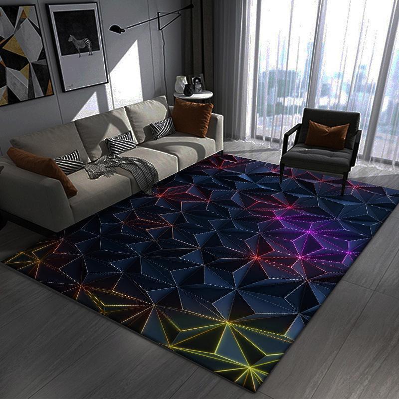3d Optik Wohnzimmerteppich Bunter Karierter Gaming Zimmer Teppich_voghion.com