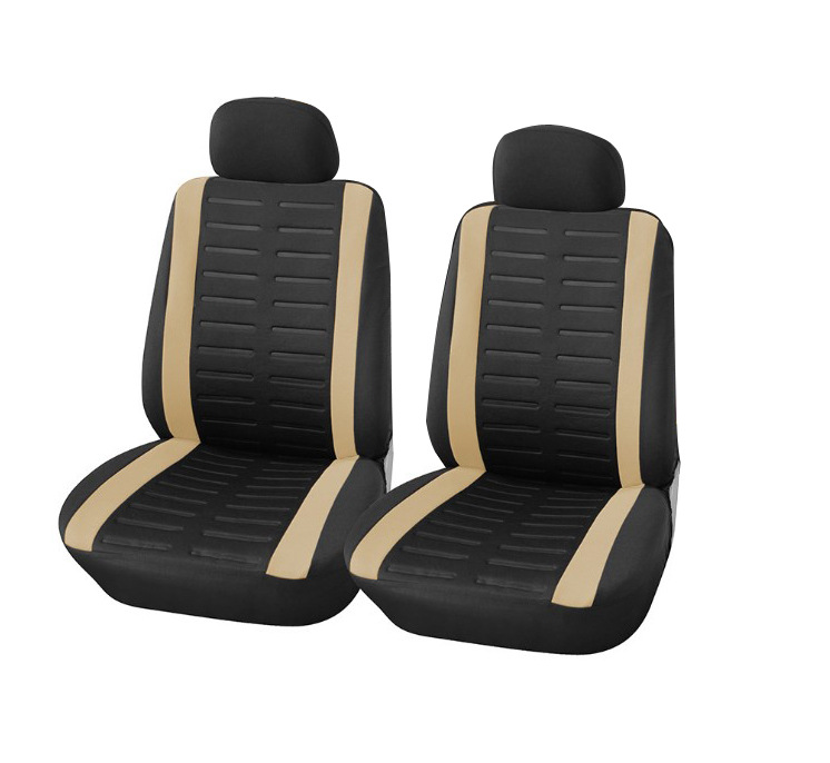 Universal Single – Yà mǎ Universal seat cover - striped-embossed-beige-2-front-seats-universal-style-with-connected-headrest