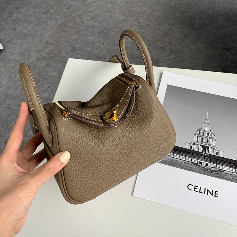 Women's Pillow Bag Top Grain Cowhide Leather Handbag Shoulder Bag Crossbody Genuine Leather Doctor Bag Large Capacity Commuter Bowling Bag - Thumbnail 4