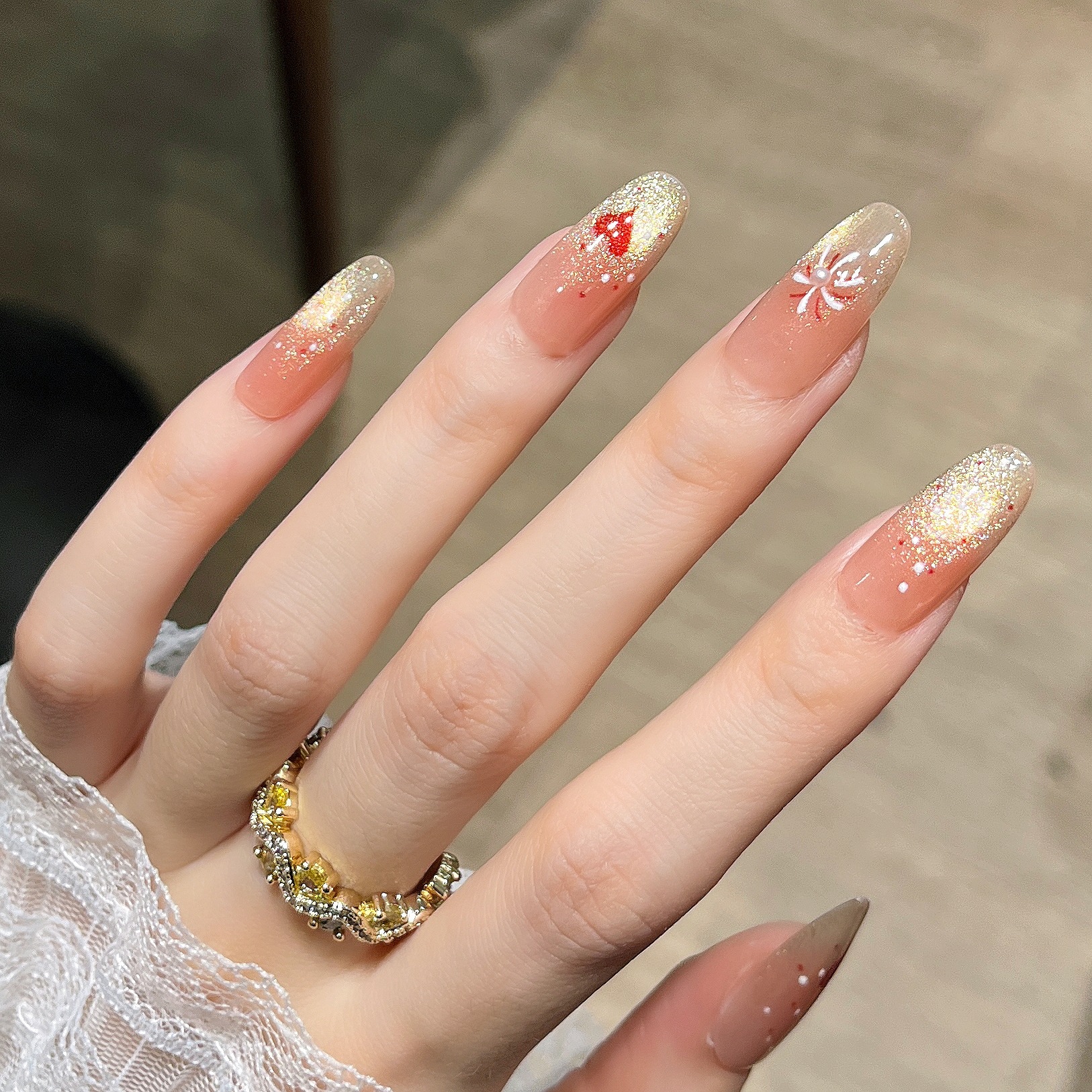 10 piezas de armadura de vestir de ojo de gato, armadura hecha a mano prefabricada, parche de uñas de estilo nacional, uñas terminadas, estilo extraíble
