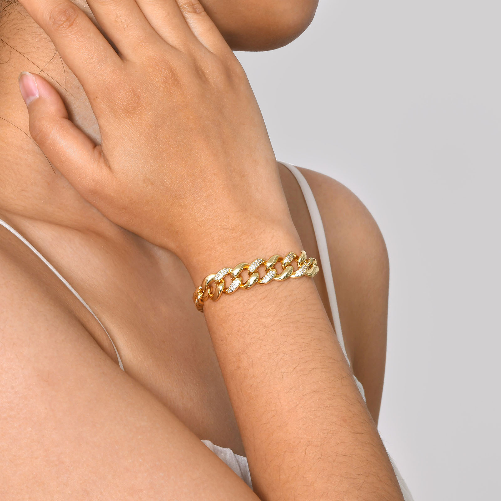 Copper Material Copper Inlay Geometric Zircon Bracelets