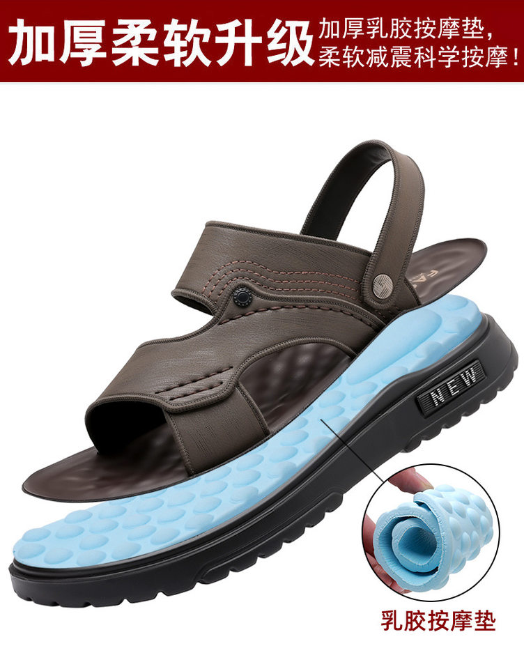 Dép sandal nam quai ngang hở ngón, đế mềm chống trượt, dùng đi ngoài trời và lái xe — 2289 kaki (kích thước giày thể thao), 2289 Đen (Kích thước giày thể thao) chi tiết 9