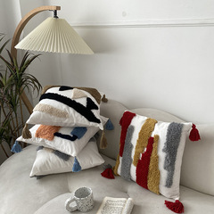 Nordic abstract style new Bohemian plush geometric pure cotton cushion cover sofa headrest window sill backrest