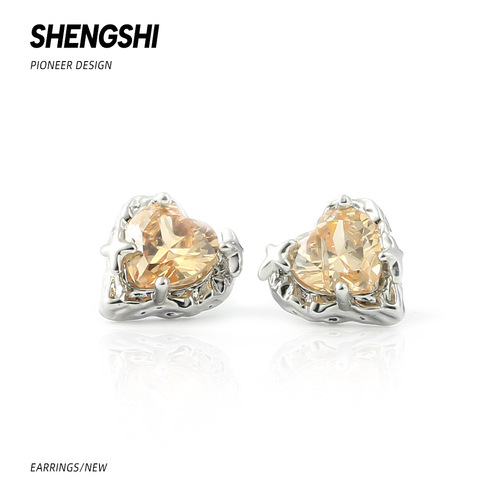 New personality niche irregular texture love earrings small and exquisite Korean high-end cold style earrings for women