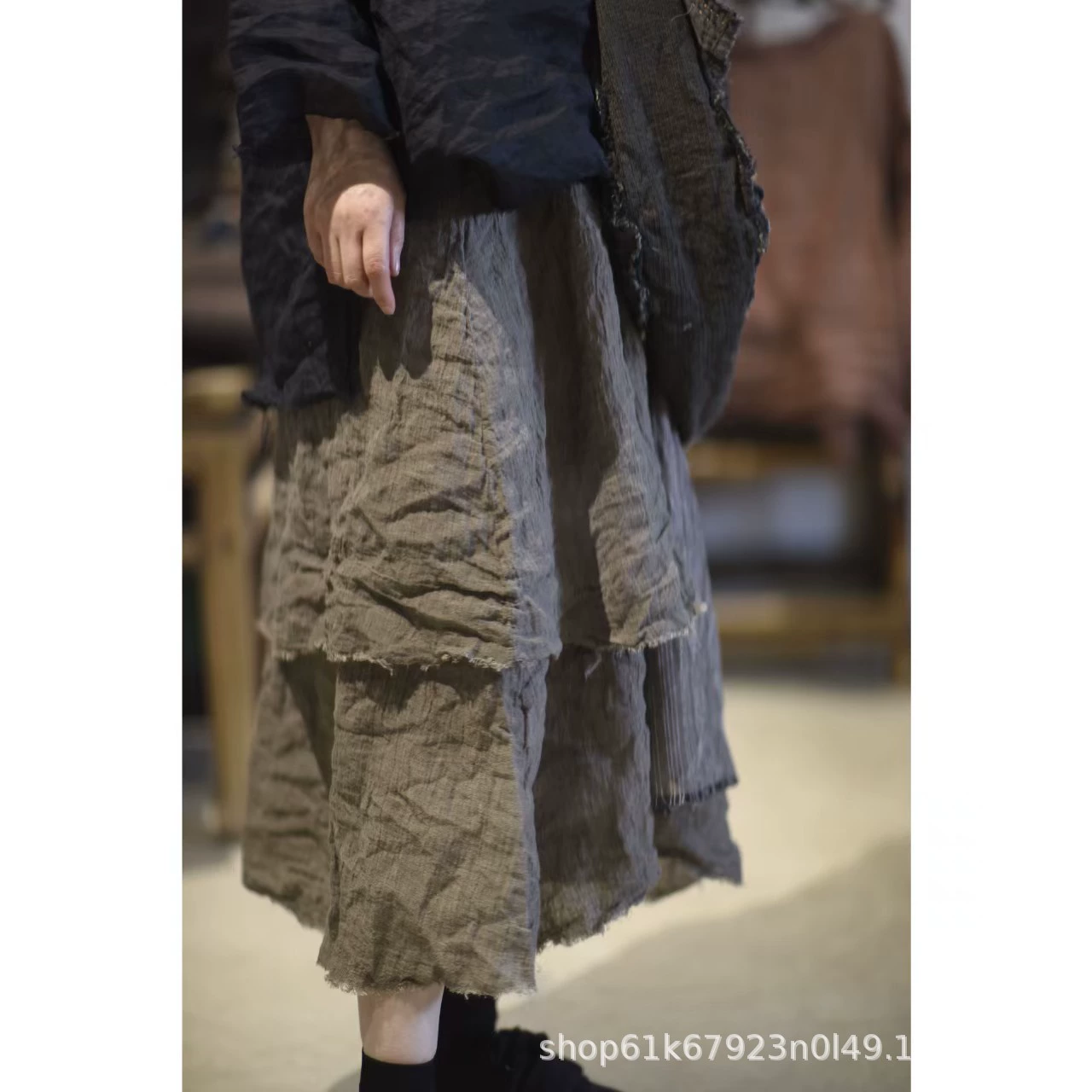 21/8 вещь новая осенняя текстура микро плиссированная льняная ретро двухслойная краска