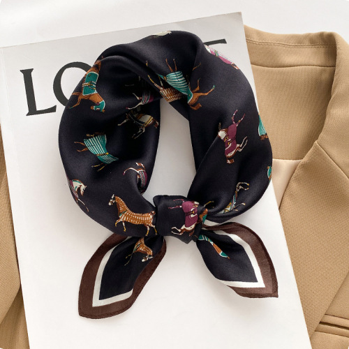  Spring and Autumn New Retro Fashion Elegant Square Scarf for Women Silk Silk Scarf Real Silk Neck Scarf French Hairband