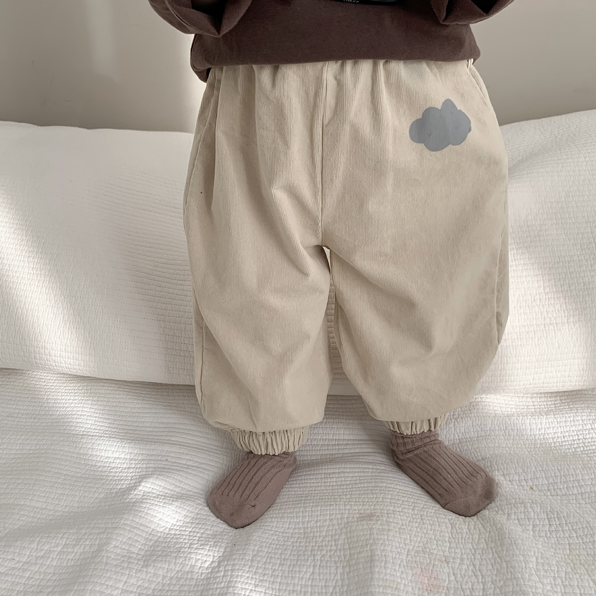 Ropa de otoño para niños, estilo coreano, ropa infantil, conjunto de otoño para bebés, conjunto de otoño para bebés, camiseta con parche en la espalda