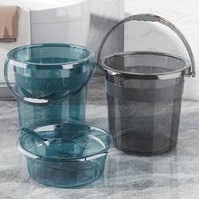 大容量透明手提塑料水桶家用加厚大号储水桶学生宿舍洗澡桶小圆桶