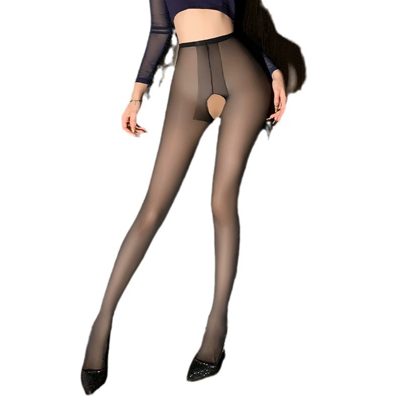 Манян Sexy underwear sexy high waist T-shaped crotch open-crowned glossy pantyhose oily mercerized erotic stockings 7054