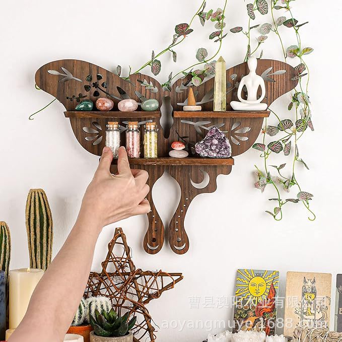 벽 선반 디스플레이 단단한 나무 소나무 벽 떠있는 랙 보석 에센셜 오일 저장 나무 매달려 장식 랙